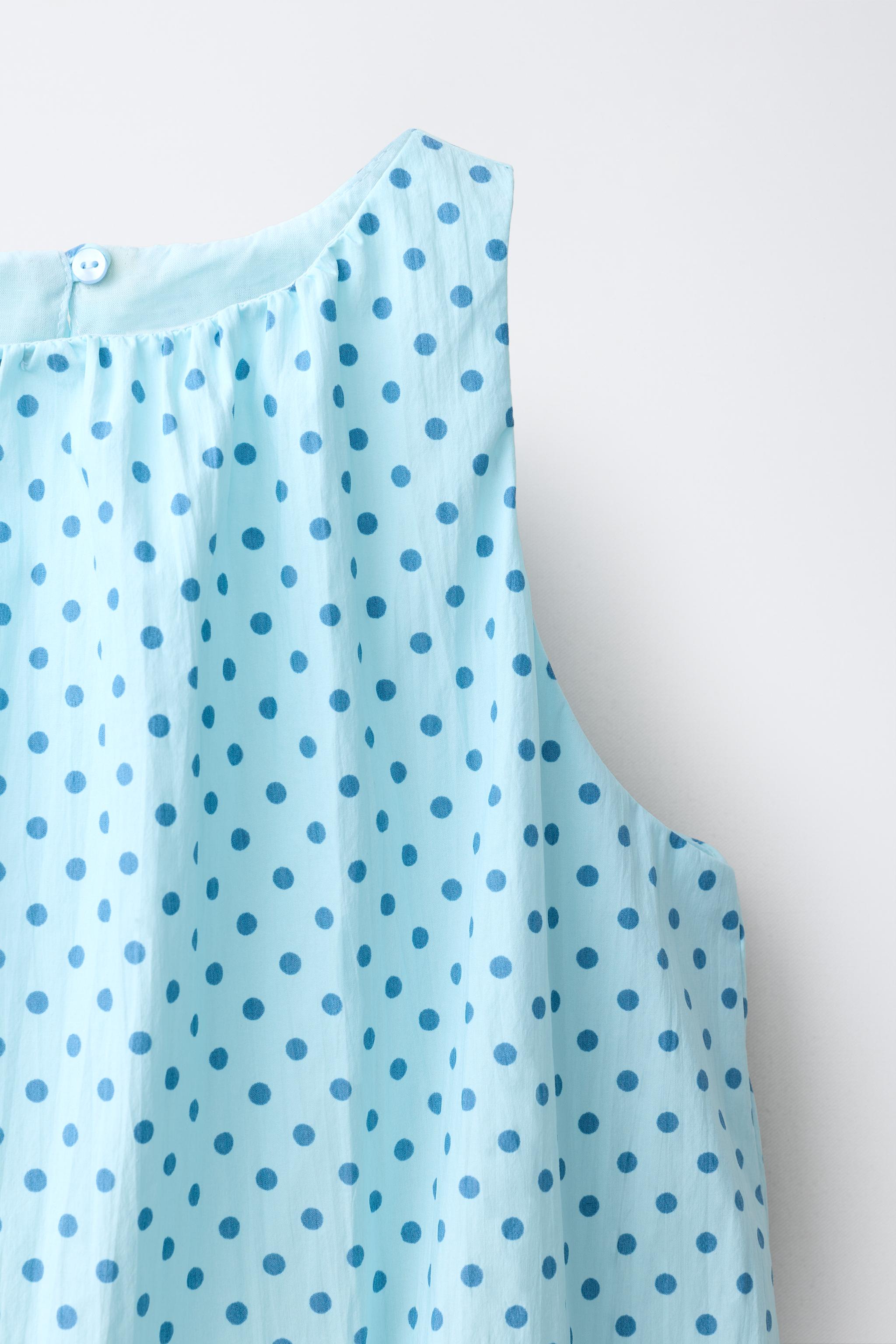 Детские рубашки Zara PUFFY POLKA DOT TOP — фото 4