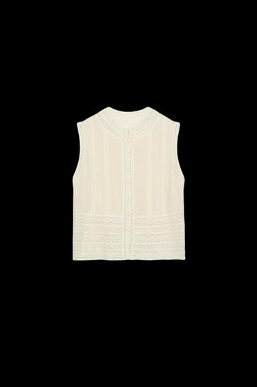 BLUSA PUNTILLA MANGA SISA ZW COLLECTION - Crudo de Zara