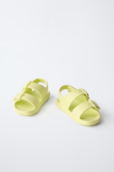 BUCKLED RUBBERISED SANDALS - Lime Green by Zara - Image 2