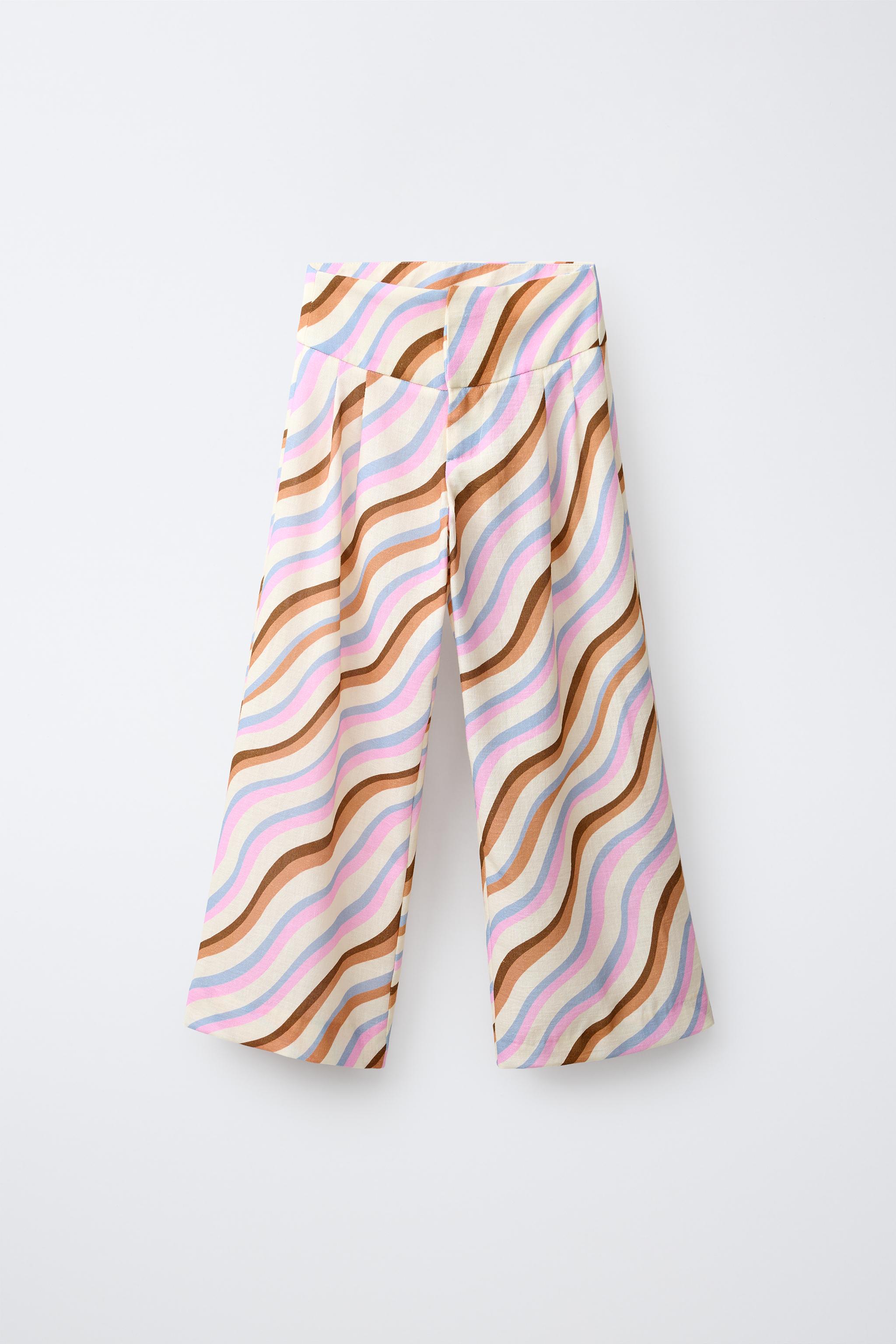 WAVE PRINT WIDE LEG PANTS