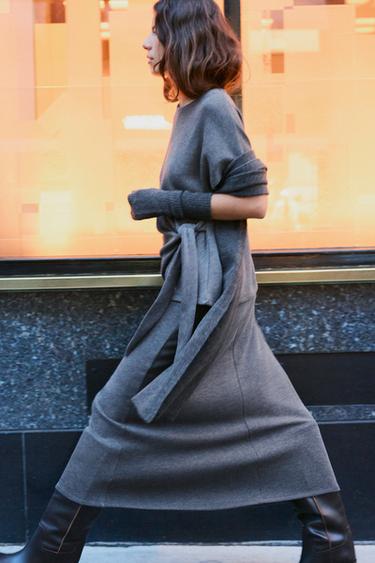 Zara SOFT MIDI SKIRT - Gray marl - Image 0