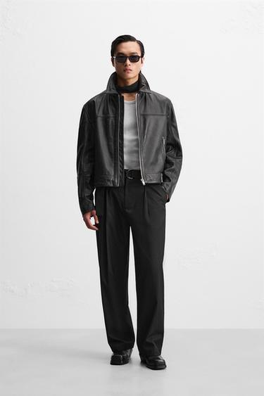 ÁO KHOÁC DA DÁNG BOXY FIT - Màu đen từ Zara