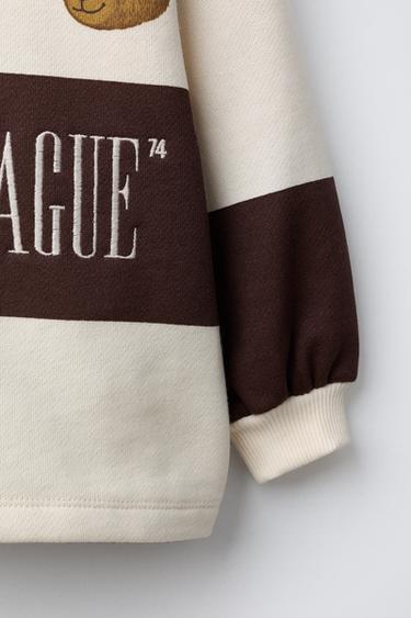 STRIPED POLO SHIRT WITH EMBROIDERED BEAR - Ecru / Brown by Zara - Image 3