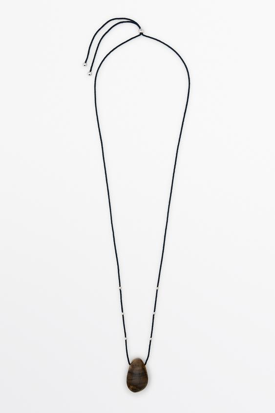 Collier long gemme irrégulière - Bleu marine de Zara - Image 0