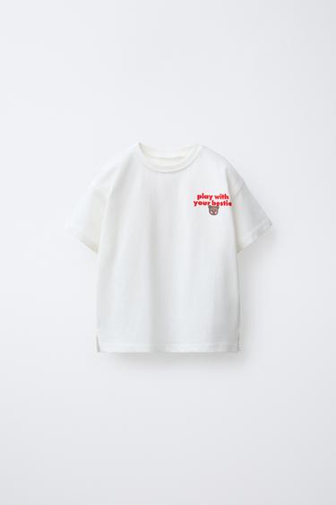 FLOCKED PRINT T-SHIRT - White by Zara