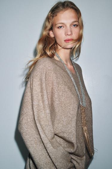PULL OVERSIZE AVEC LAINE - Vison chiné de Zara - Image 5