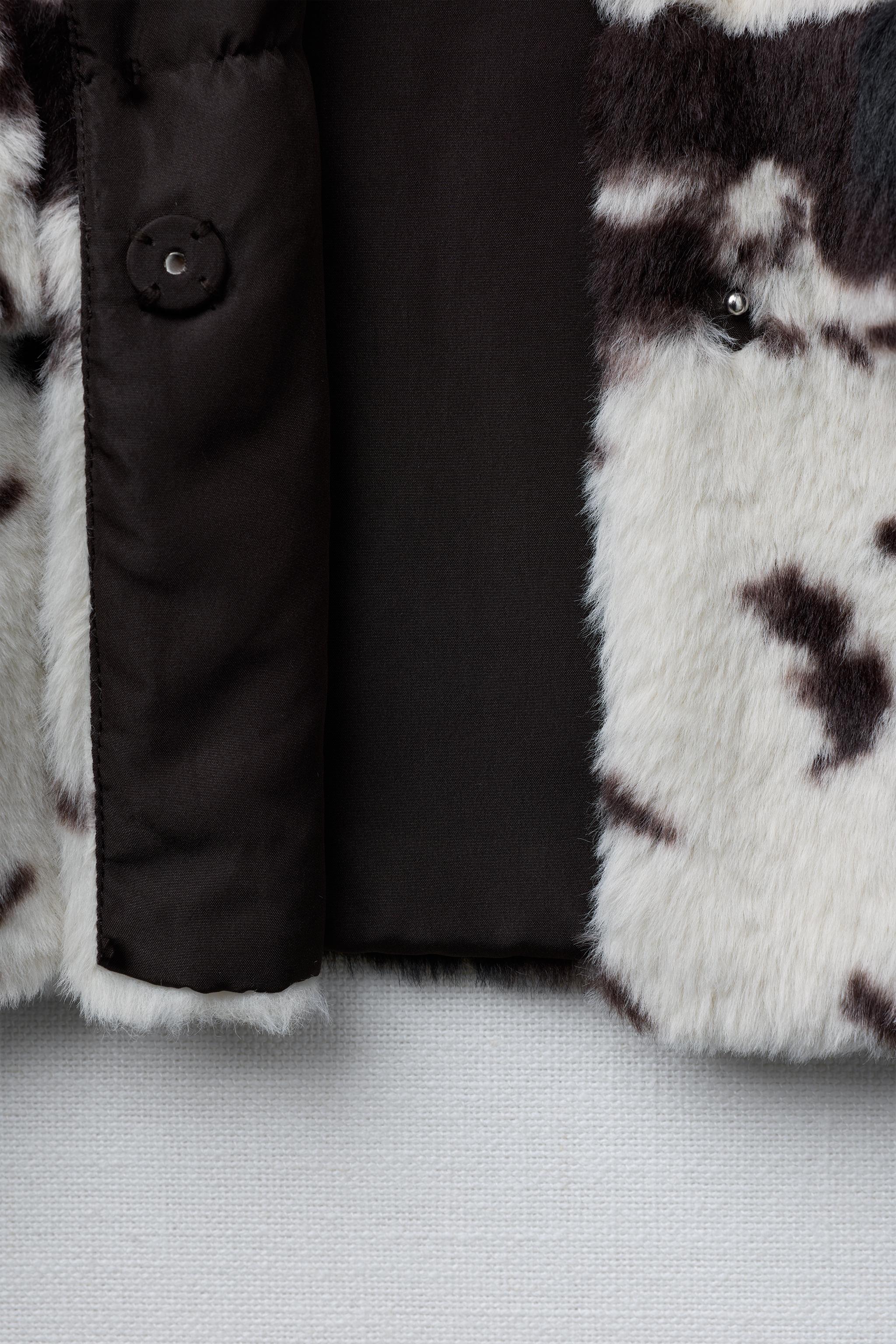 COW PRINT FAUX FUR JACKET