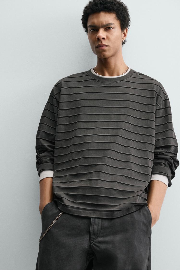 ZARA JACQUARD STRIPED T-SHIRT