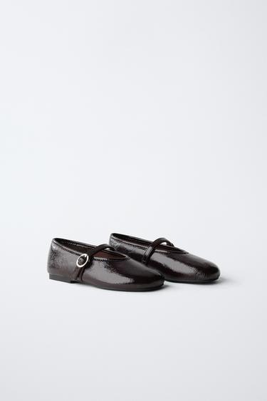 BUCKLED BALLERINAS - Brown by Zara