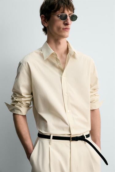 CHEMISE REGULAR FIT POPELINE - Écru de Zara - Image 5