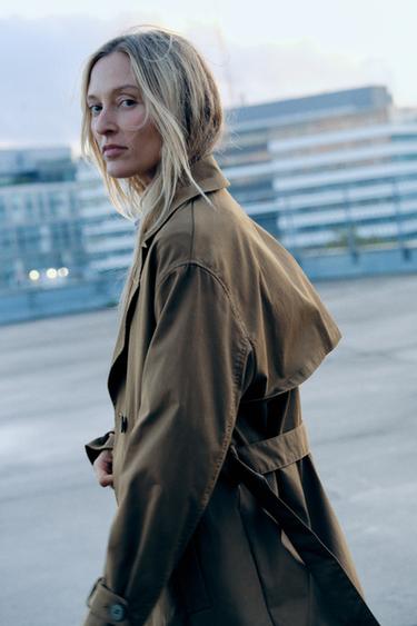 ДЛИННЫЙ ТРЕНЧ С ПОЯСОМ — ХАКИ от Zara — изображение 0