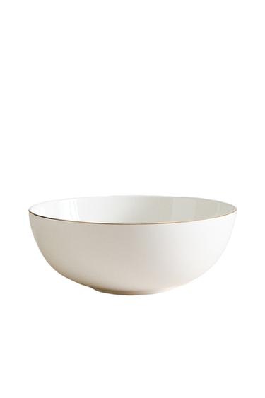 Zara PORCELAIN SALAD BOWL WITH GOLD RIM - Gold