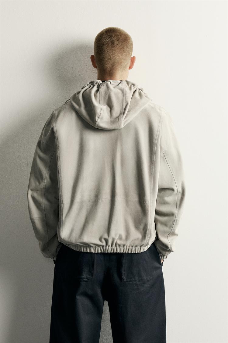 Chaqueta de piel de ante con capucha 3