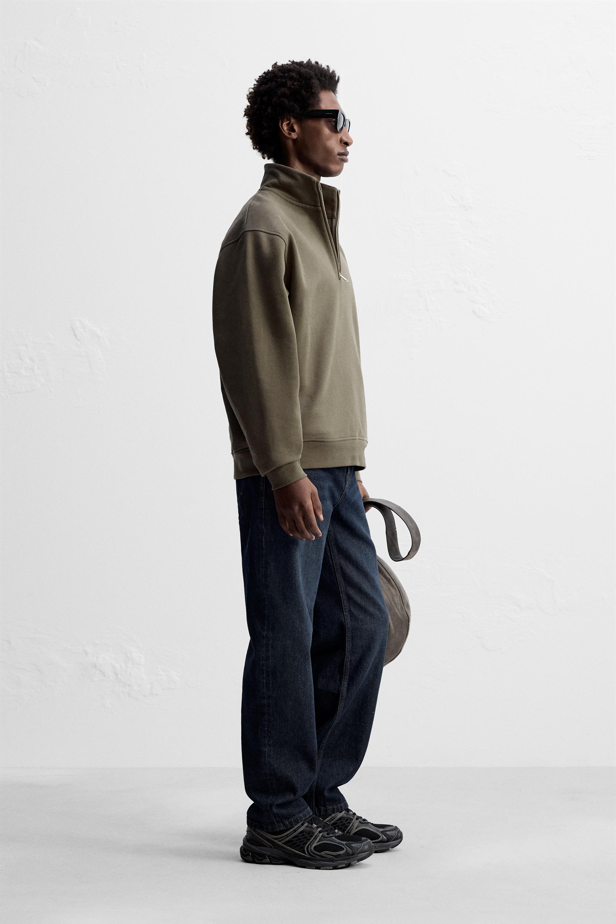 【ZARA】ヘビーウェイト ジップアップフーディ 4393/406/800 HEAVYWEIGHT ZIP-UP SWEATSHIRT - Black | ZARA United States