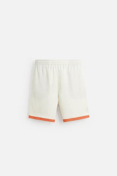 SATIN BERMUDA SHORTS WITH CONTRAST STRIPES - Orange by Zara - Image 6