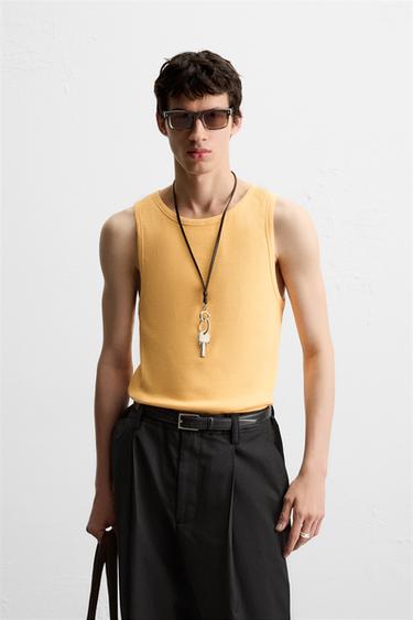 RIBBED TANK TOP - Orange by Zara