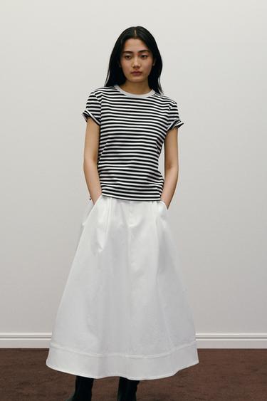 INTERLOCK short sleeve T-SHIRT - striped by Zara