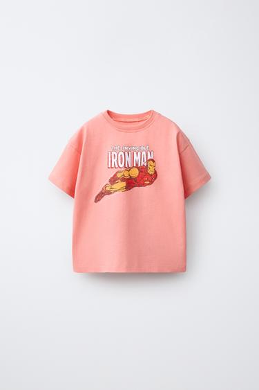T-SHIRT THE AVENGERS IRON MAN © MARVEL - Rose délavé de Zara