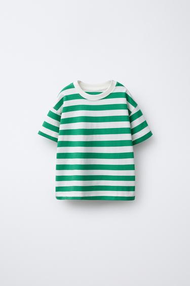 CAMISETA BÁSICA RAYAS - Verde de Zara