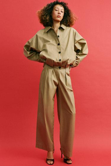 XĂNG ĐAN CAO GÓT HIỆU ỨNG SƠN MÀI - Màu nâu từ Zara - Hình ảnh 0