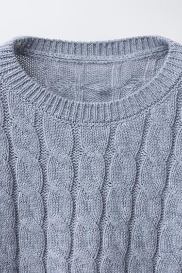 CABLE-KNIT JUMPER - Blue / Grey by Zara - Image 2