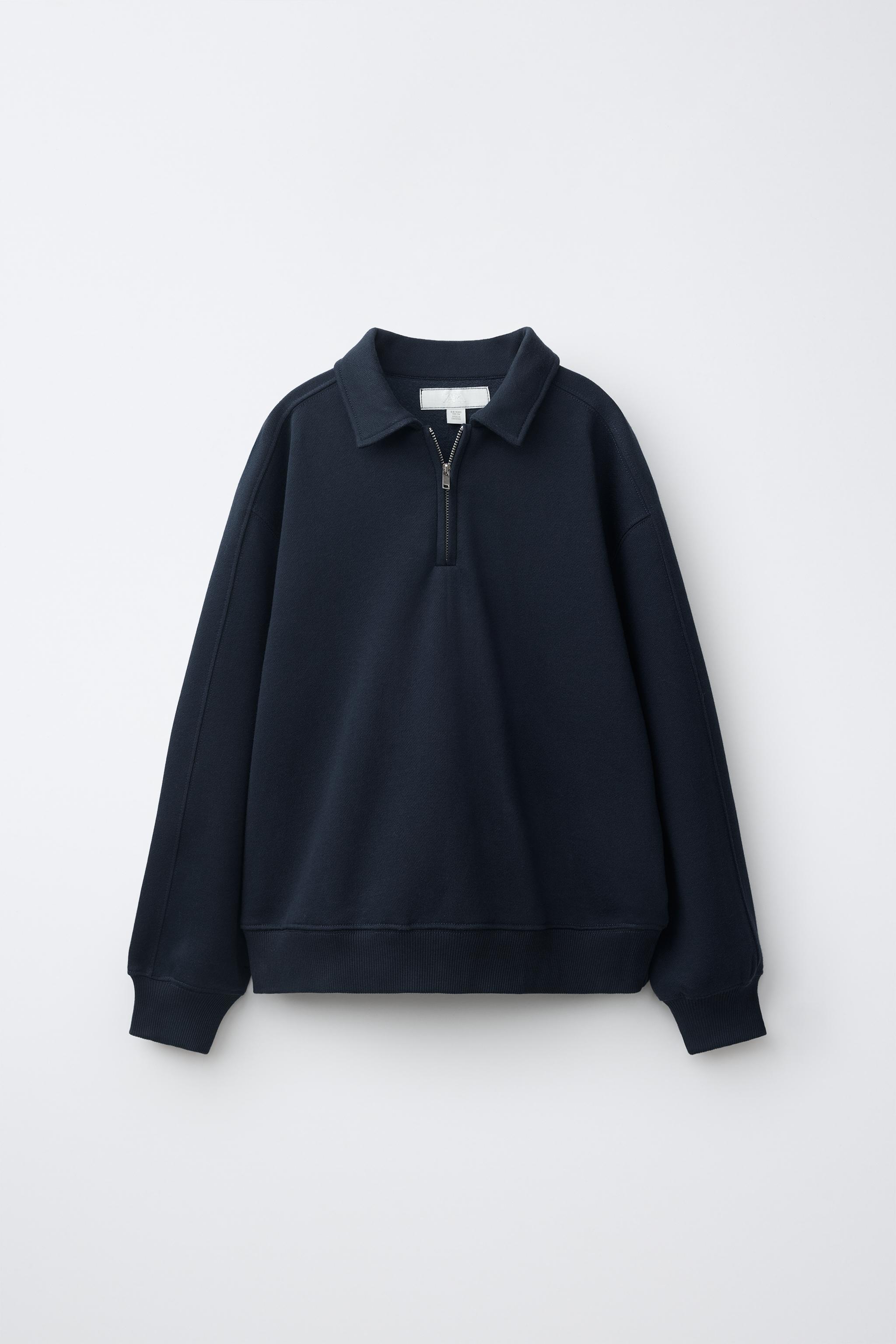 ZIP-UP POLO COLLAR SWEATSHIRT