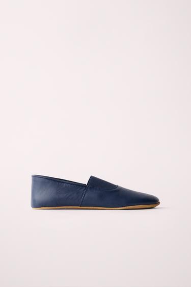 LEATHER BALLET FLATS CREATED BY CARAMEL LONDON X ZARA - Navy Blue by Zara