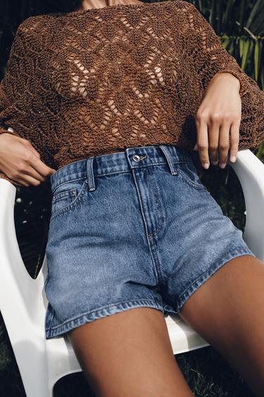 Z1975 MID-RISE MOM FIT SHORTS - Blue by Zara