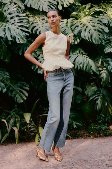 Zara METALLIC EFFECT HEELED SLINGBACKS - Gold