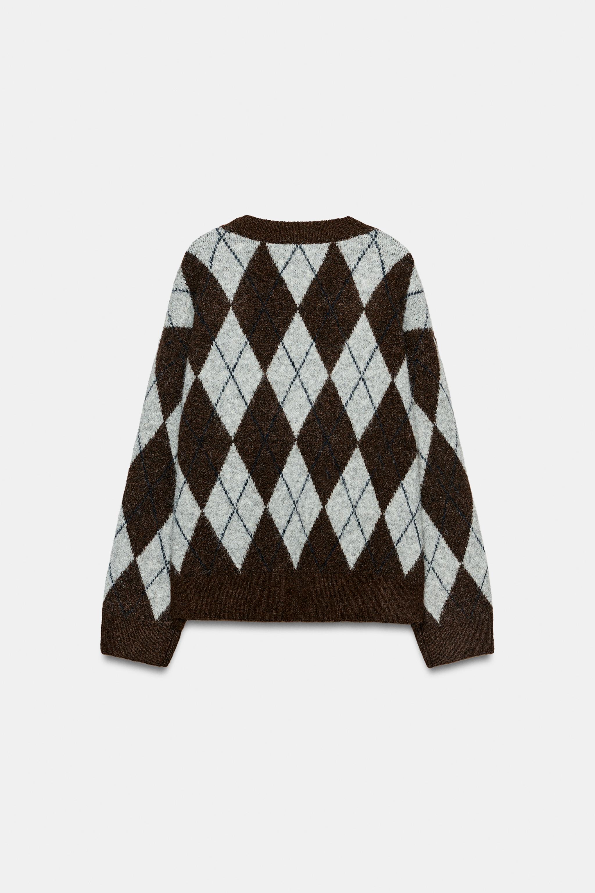 KNIT JUMPER WITH ARGYLE - Brown | ZARA South Africa