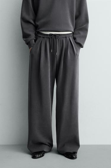 SOFT FADED WIDE-LEG JOGGERS - Blue / Grey by Zara