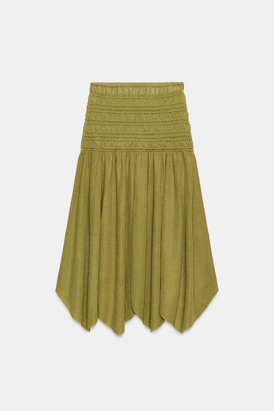 ASYMMETRIC KNIT SKIRT - Olive green by Zara - Image 0