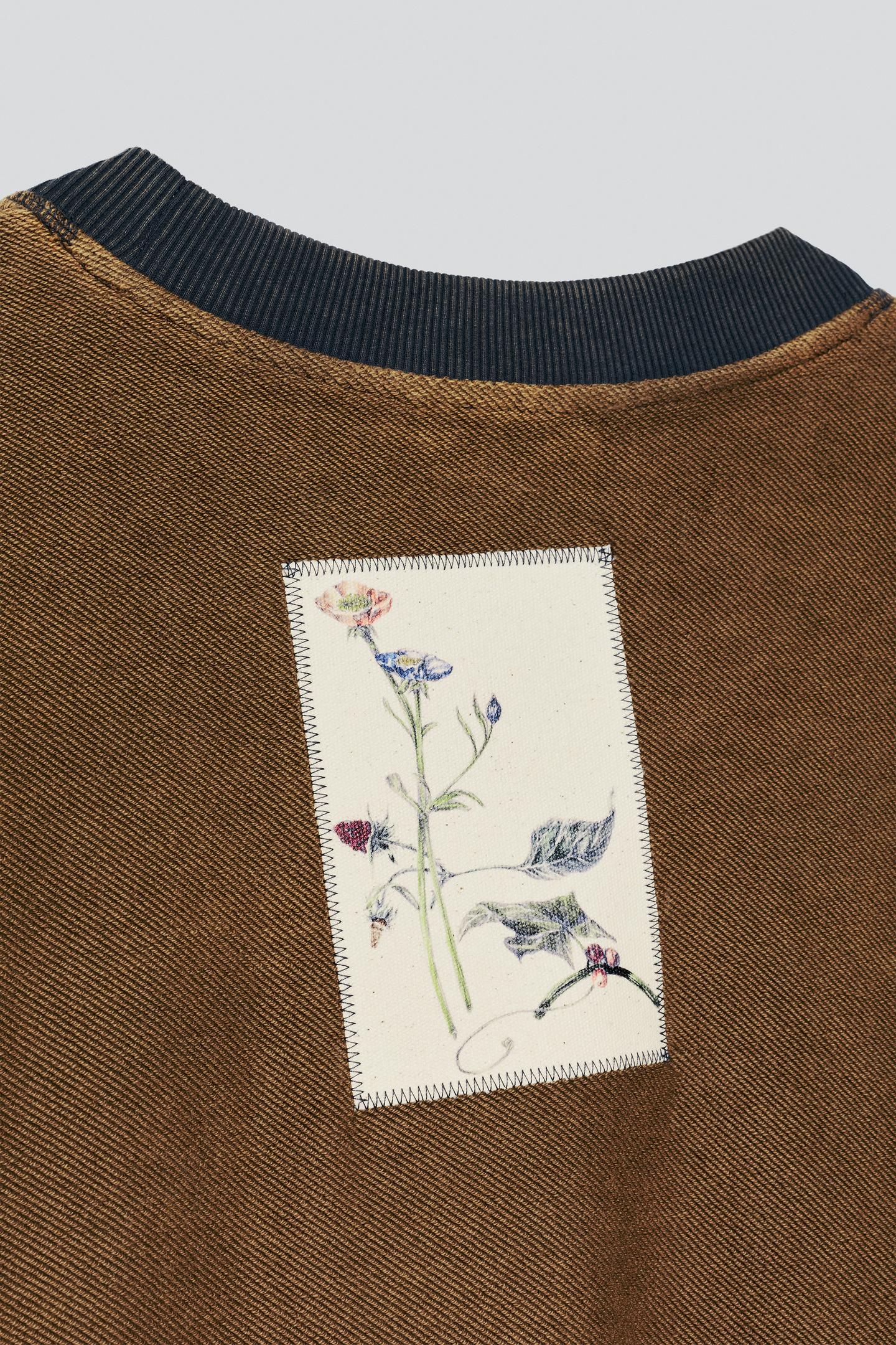 Мужская толстовка Zara Contrast Patch, цвет: Коричневый / Экрю — фото 7