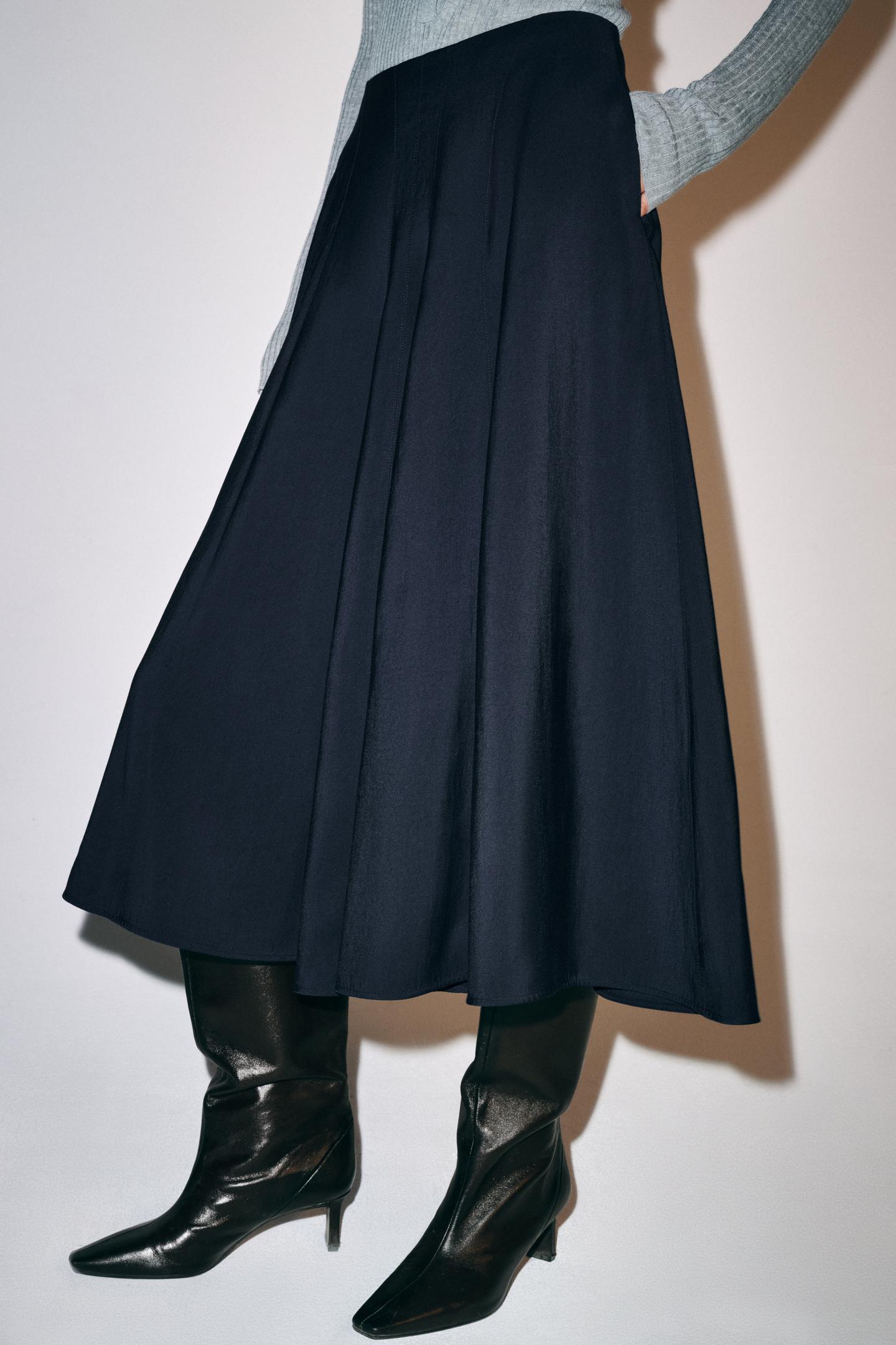 Женская юбка Zara ZW Collection MIDI, цвет: Тёмно-синий — фото 2