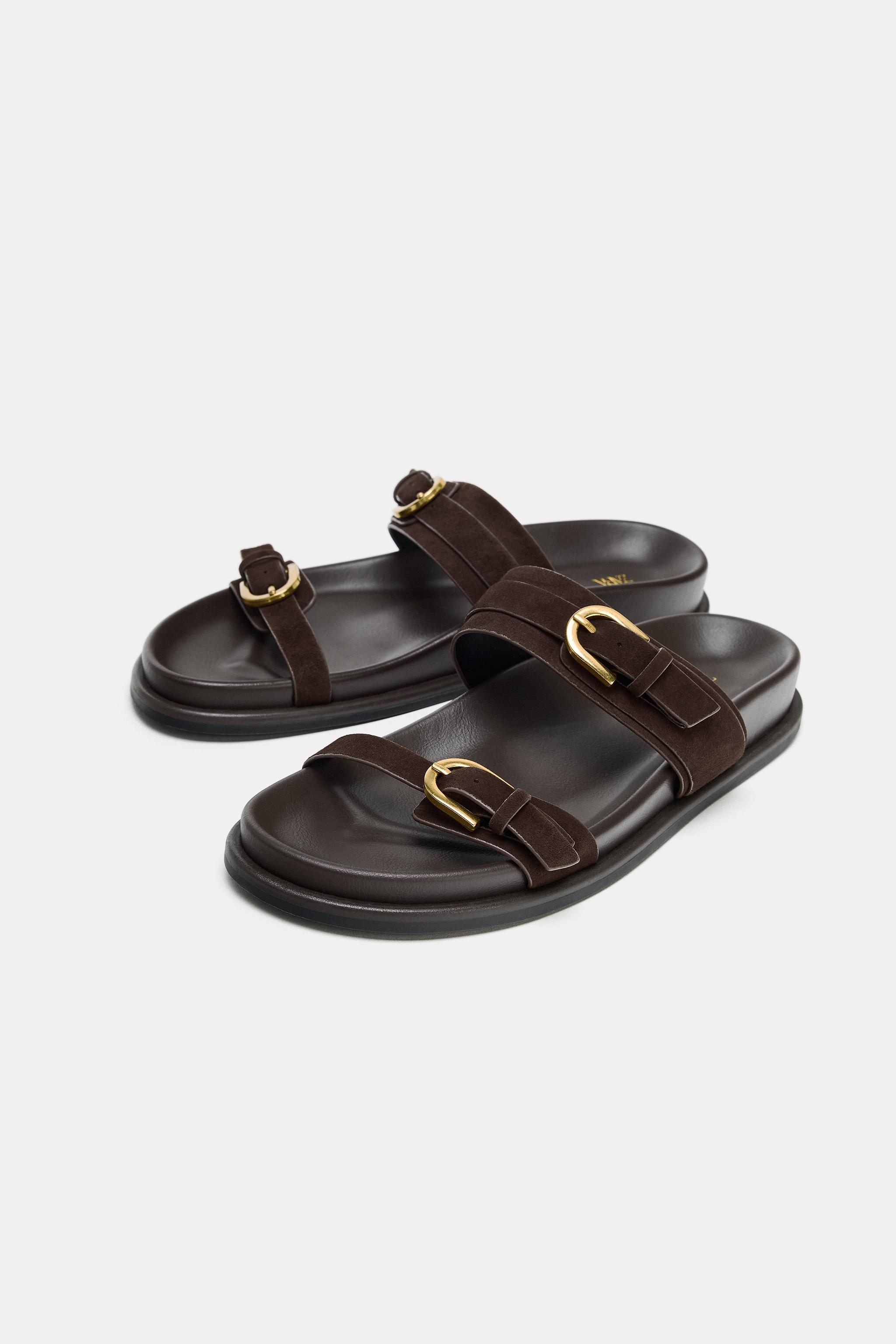 SANDALES EN CUIR À DOUBLE BOUCLE