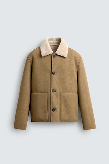 DOUBLE-FACED FAUX LEATHER JACKET - Light beige by Zara