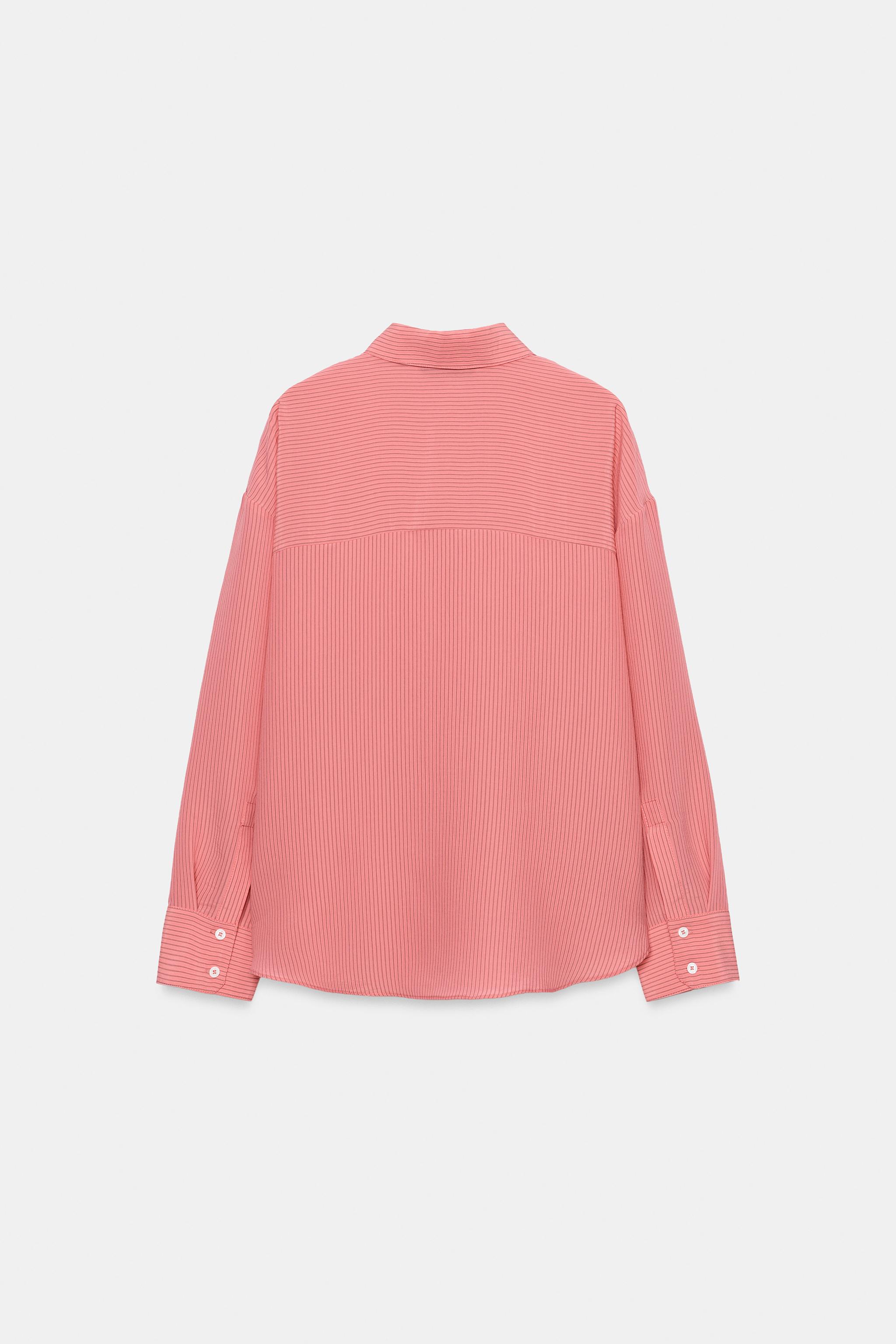Женские рубашки Zara STRIPED FLOWY SHIRT — фото 6