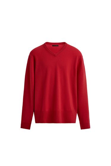 JERSEY REGULAR FIT CON LANA - Rojo vivo de Zara