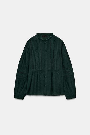 CHEMISE ROMANTIQUE ENTRE-DEUX - Vert de Zara - Image 3