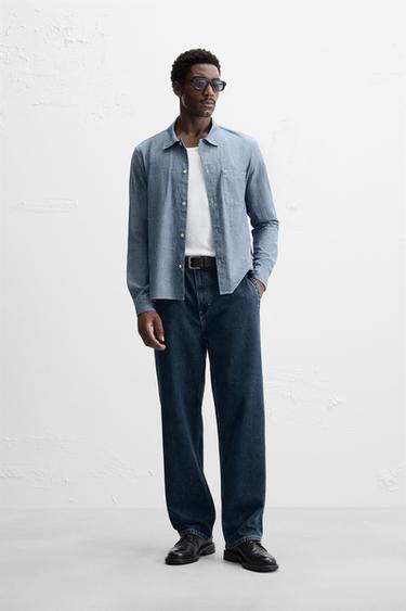 CHINO JEANS - STRAIGHT FIT - mellemblå fra Zara - Billede 0