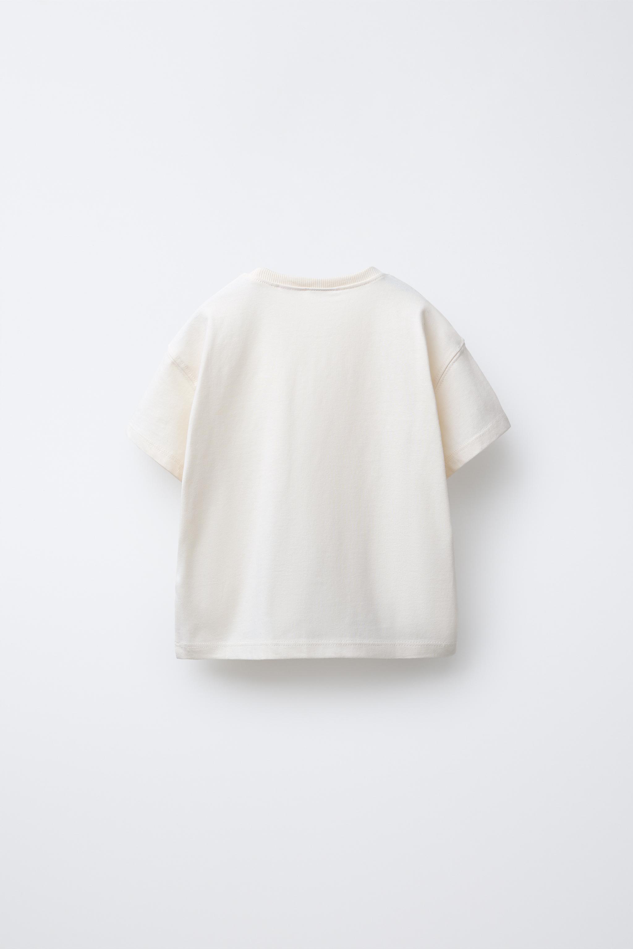 BASIC EMBROIDERED HEART T-SHIRT - Ecru | ZARA United States