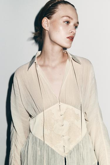 BLUSA EM GEORGETTE DE RENDA ZW COLLECTION - Cru da Zara