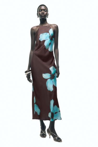 VESTIDO MIDI SATINADO ESPALDA DESCUBIERTA - Multicolor de Zara - Imagen 0