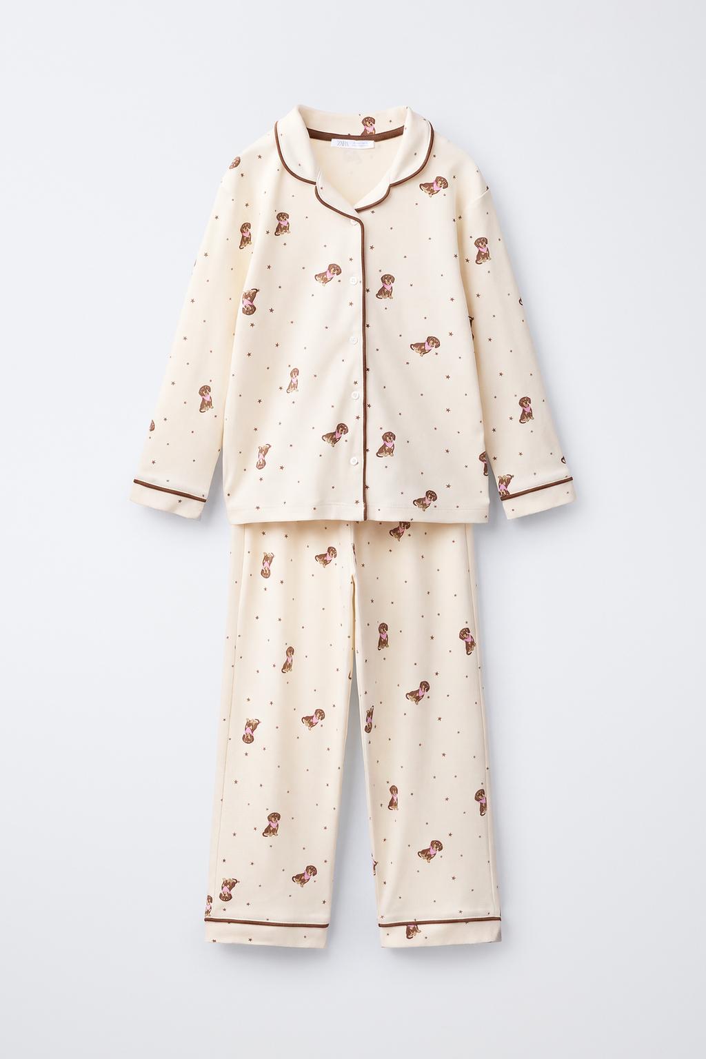 6-14 YEARS / DOG PRINT SHIRT-STYLE PYJAMAS