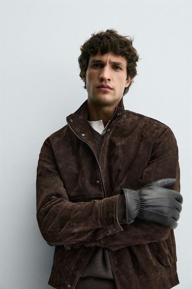 GANTS EN CUIR EFFET MOUTON - Noir de Zara - Image 0