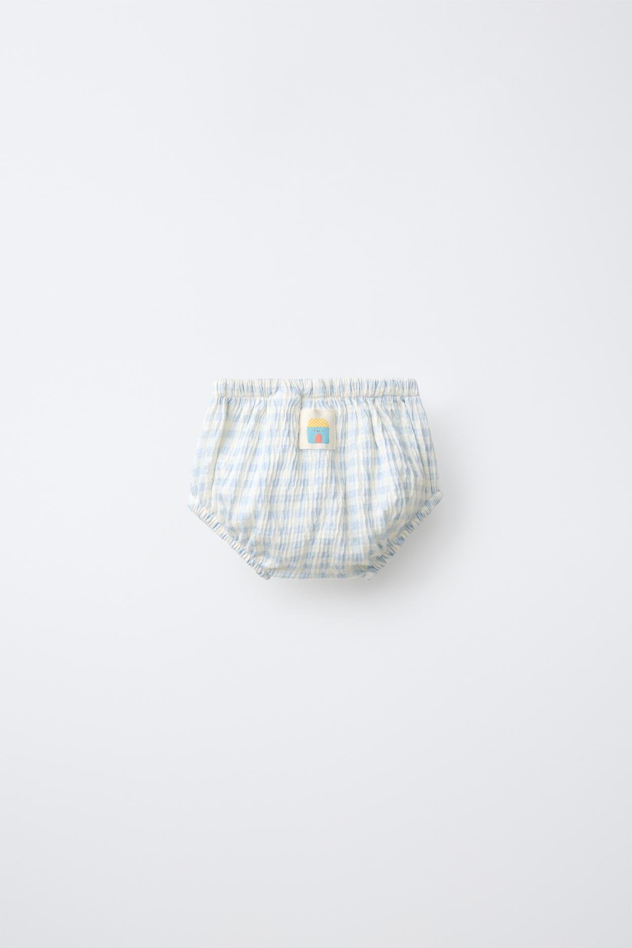 TEXTURED GINGHAM BOTTOMS — Blue / White