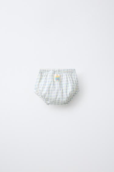 TEXTURED GINGHAM BOTTOMS — Blue / White 2
