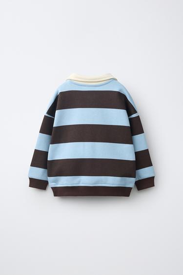 STRIPED EMBROIDERED POLO — Brown-Blue 2