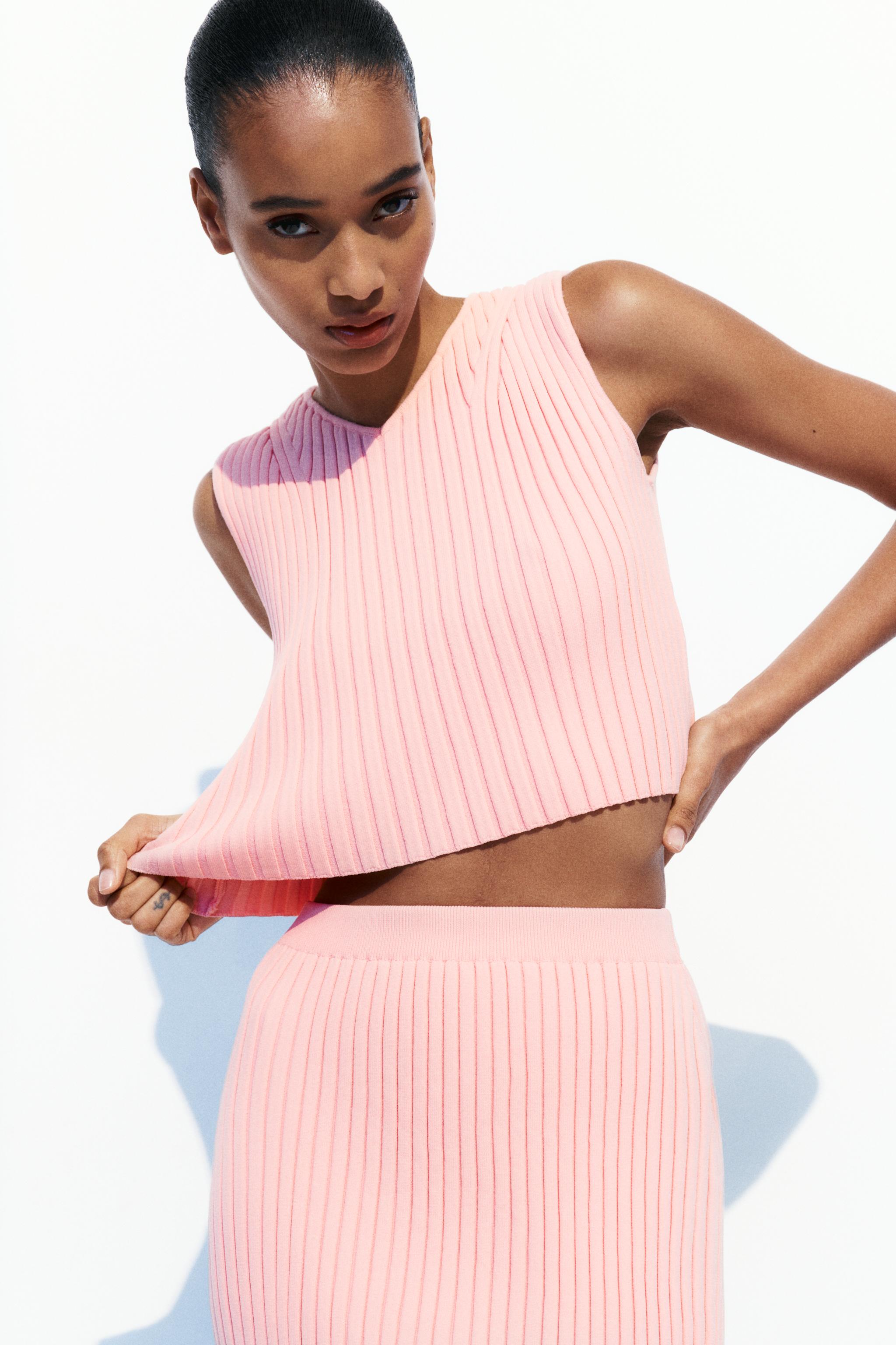Zara, Tops, Zara Pink Textured Corset Top
