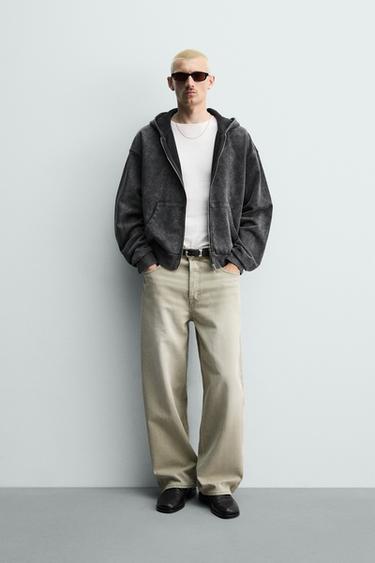 JEANS STRAIGHT FIT CONTRASTE - Gris / Beige de Zara - Imagen 0